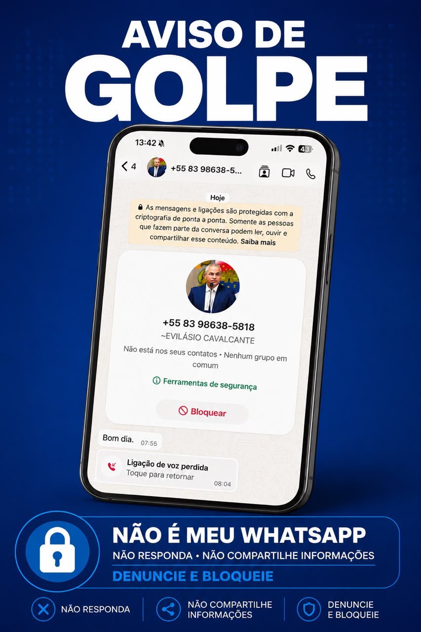 Golpistas usam nome do prefeito de Cabedelo em fraude por WhatsApp