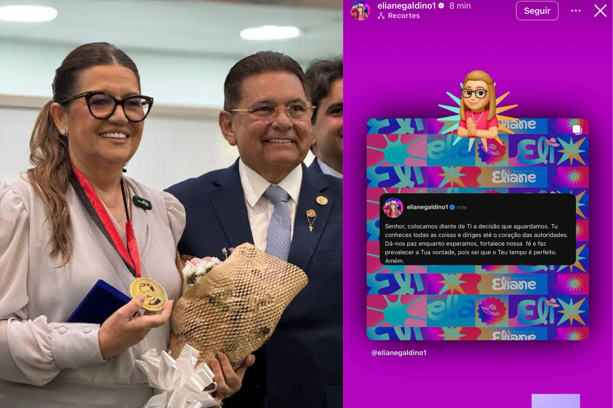 Post de Eliane Galdino agita bastidores e reforça expectativa por escolha do vice de Lucas