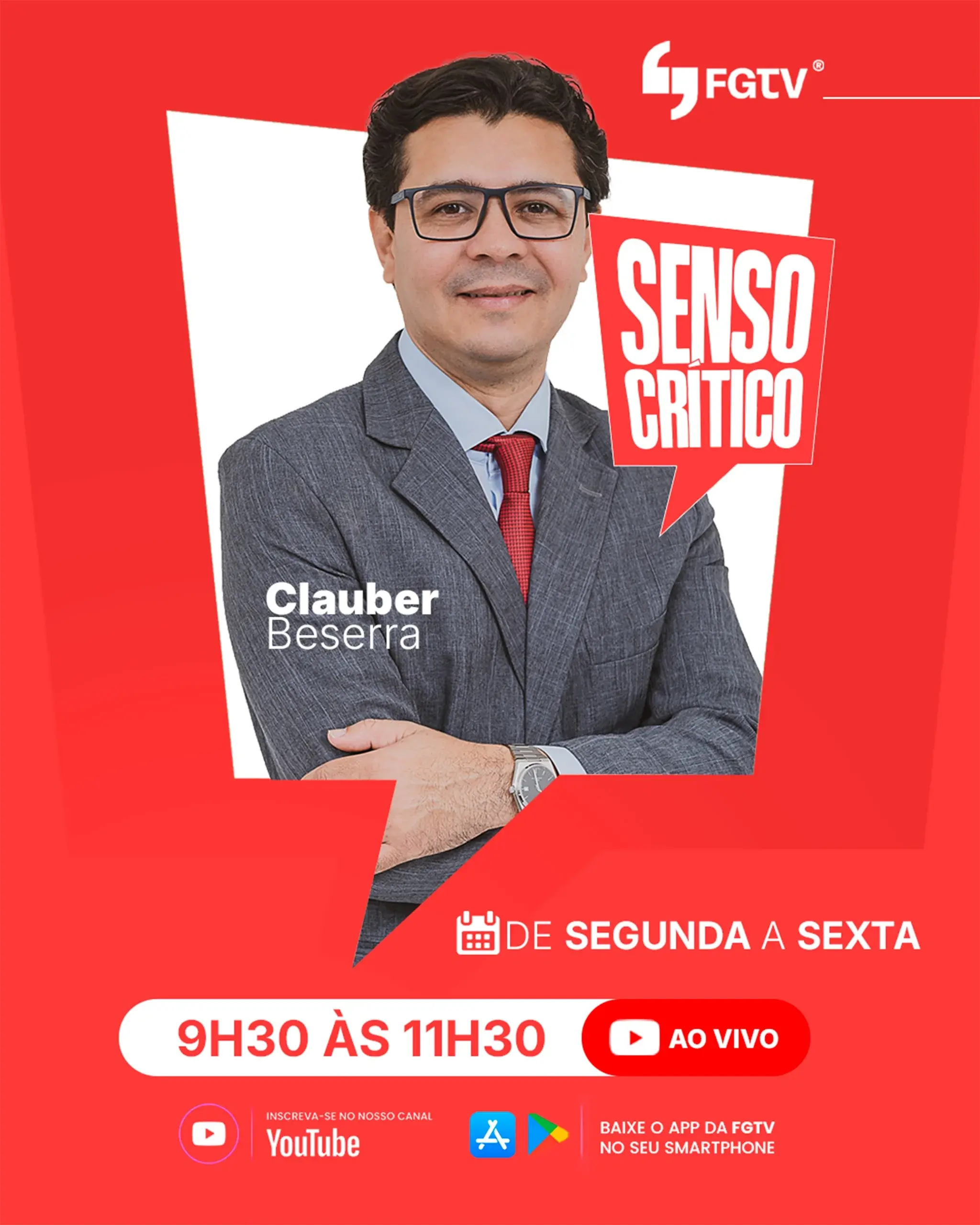 Novo programa da FGTV estreia dia 31 com Clauber Beserra no comando do “Senso Crítico”